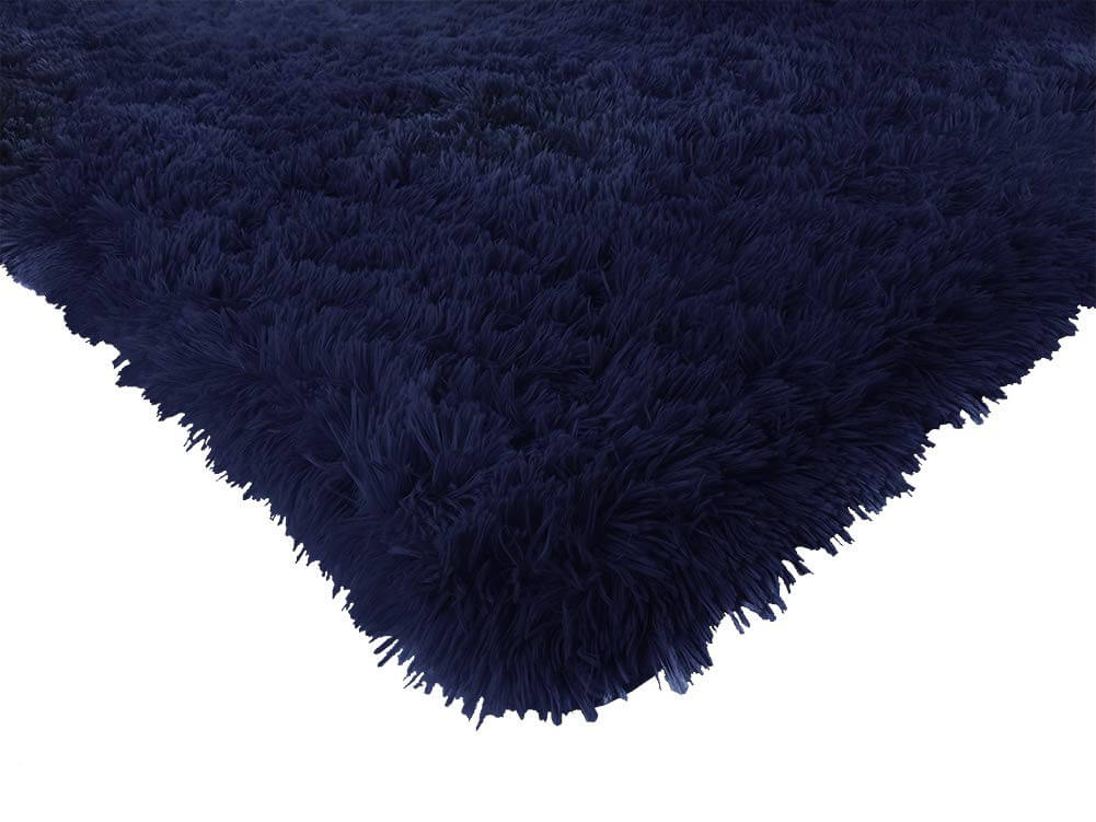 Smooth Fur Rug Fluffy Carpet navy- blue