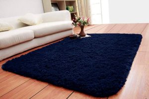 Smooth Fur Rug Fluffy Carpet navy-blue