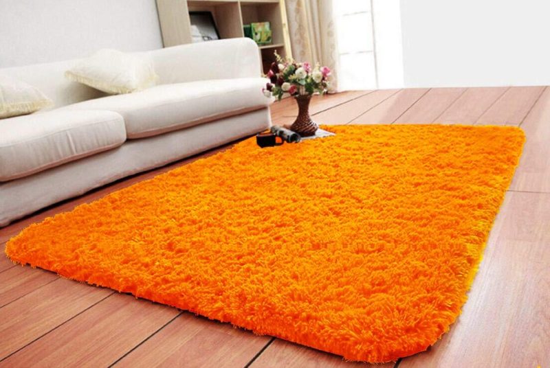 Smooth Fur Rug Fluffy Carpet orange