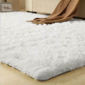 Smooth Fur Rug Fluffy Carpet white