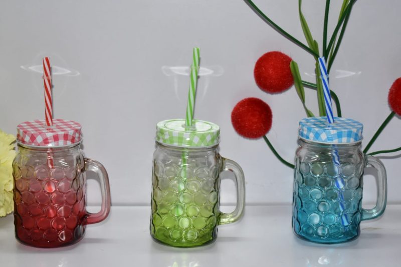 Mason Jar Mugs with Handle and Straw