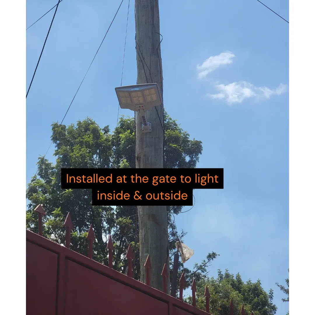 300 watts solar ambience light installed at the gate
