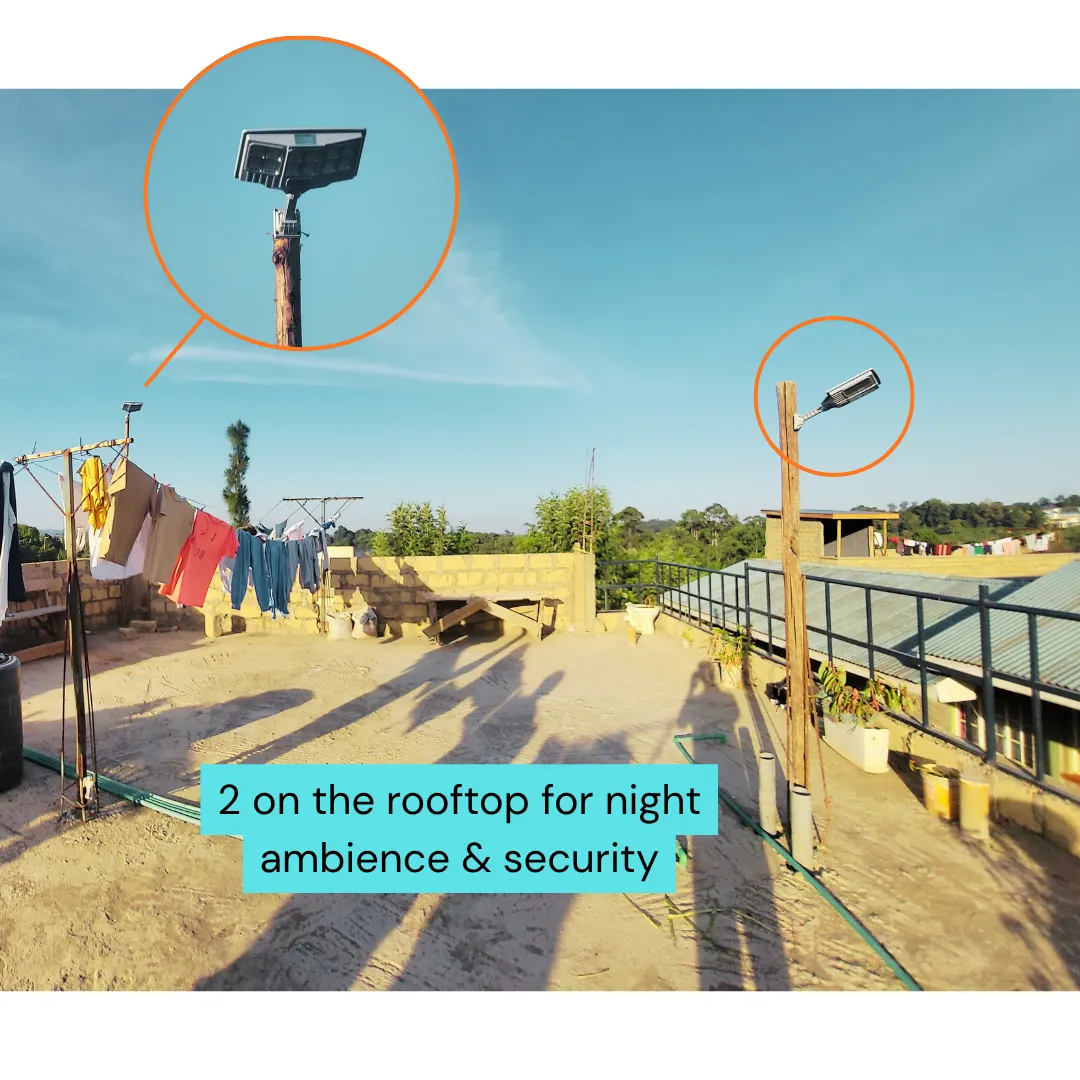300 watts solar ambience light installed on the rooftop